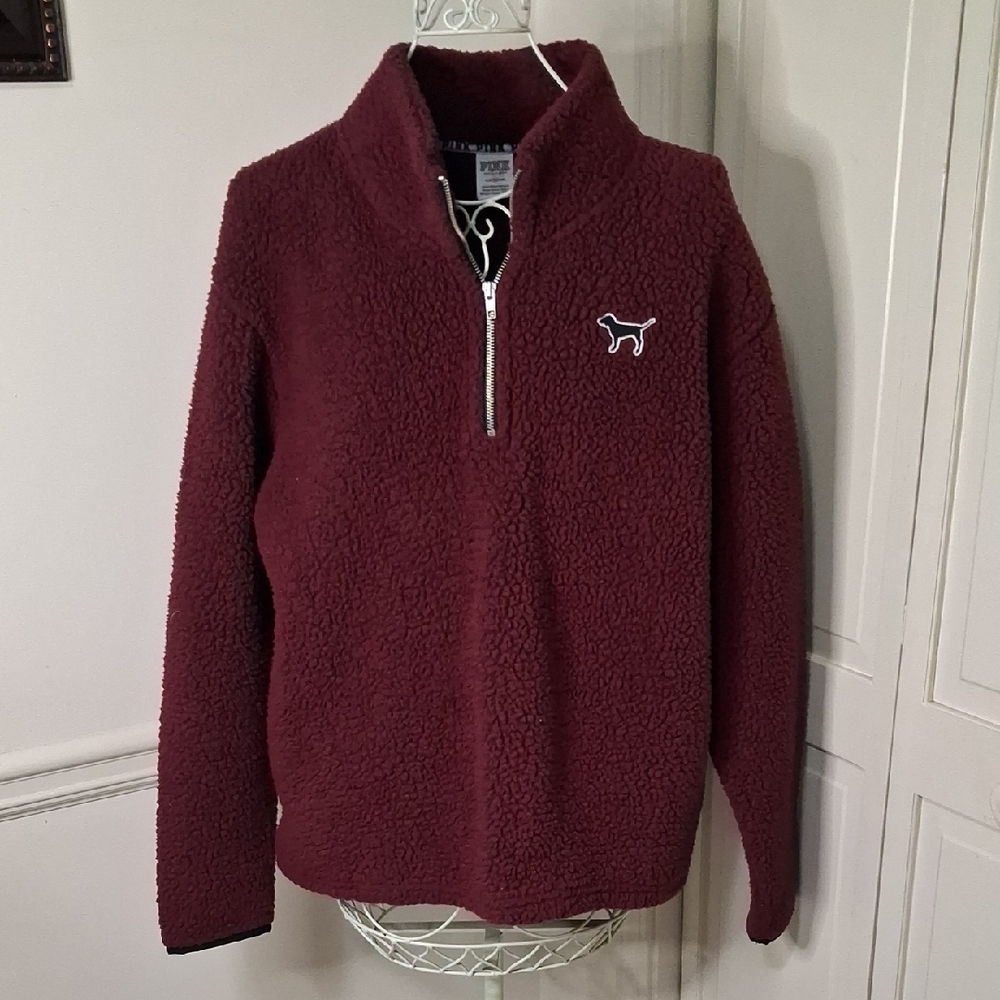 Victoria's Secret PINK Burgundy Sherpa Pullover